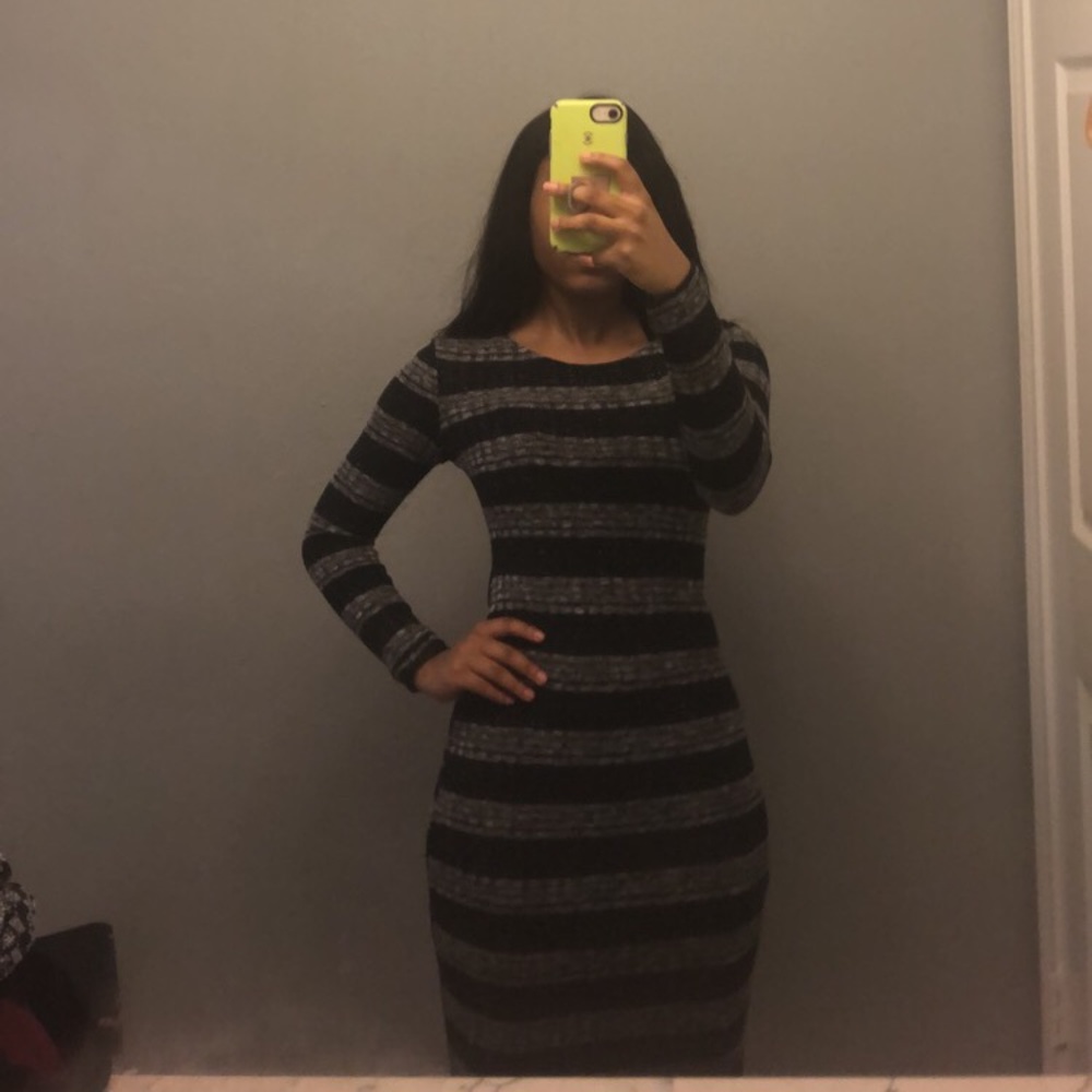 Navy blue long bodycon dress
